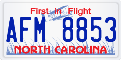NC license plate AFM8853