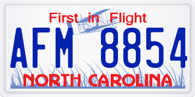 NC license plate AFM8854