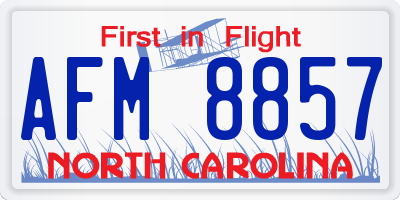 NC license plate AFM8857