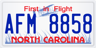 NC license plate AFM8858