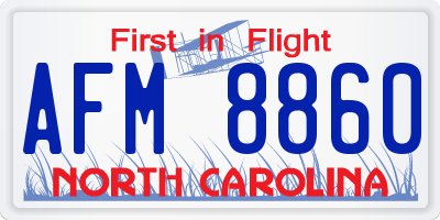 NC license plate AFM8860