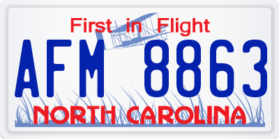 NC license plate AFM8863