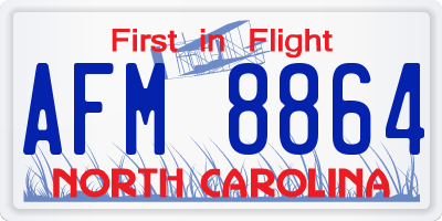 NC license plate AFM8864