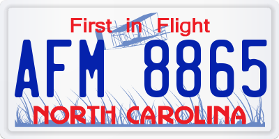 NC license plate AFM8865