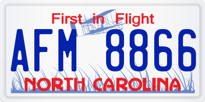 NC license plate AFM8866