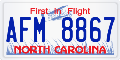 NC license plate AFM8867