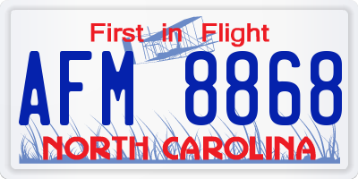 NC license plate AFM8868