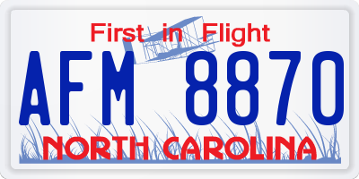 NC license plate AFM8870