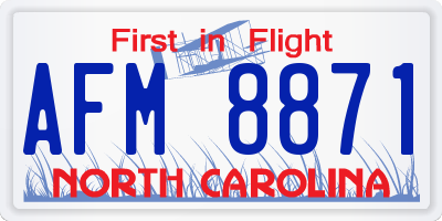 NC license plate AFM8871