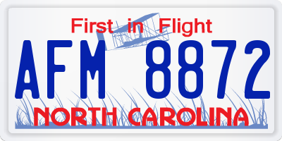 NC license plate AFM8872