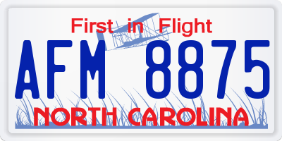 NC license plate AFM8875