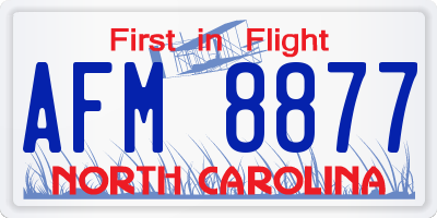 NC license plate AFM8877