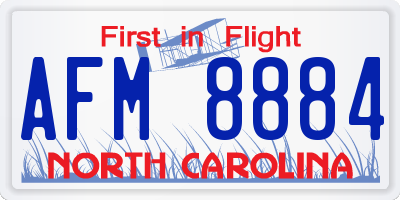 NC license plate AFM8884