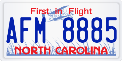 NC license plate AFM8885