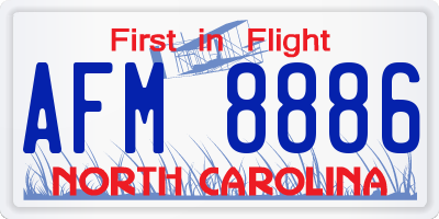 NC license plate AFM8886