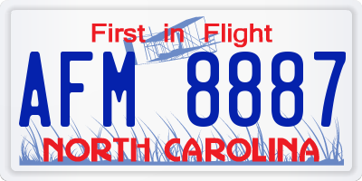 NC license plate AFM8887