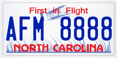 NC license plate AFM8888