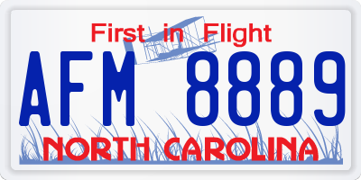 NC license plate AFM8889