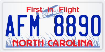 NC license plate AFM8890