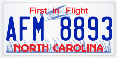 NC license plate AFM8893
