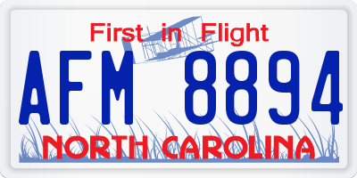 NC license plate AFM8894