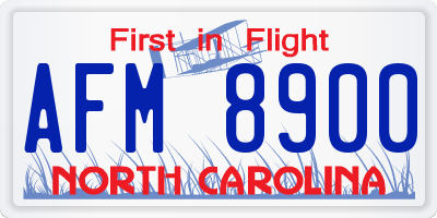 NC license plate AFM8900