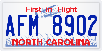 NC license plate AFM8902