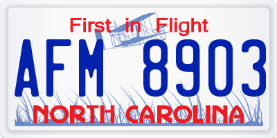 NC license plate AFM8903