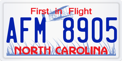 NC license plate AFM8905