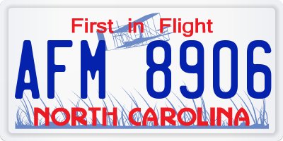 NC license plate AFM8906