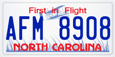 NC license plate AFM8908