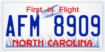 NC license plate AFM8909