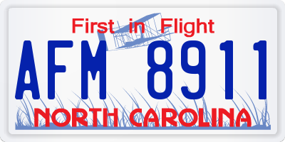 NC license plate AFM8911