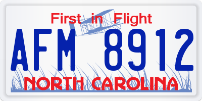 NC license plate AFM8912