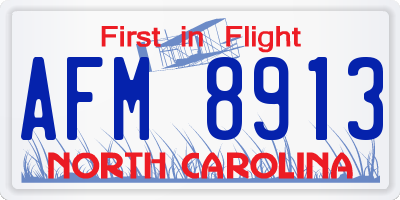 NC license plate AFM8913