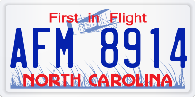 NC license plate AFM8914
