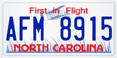 NC license plate AFM8915