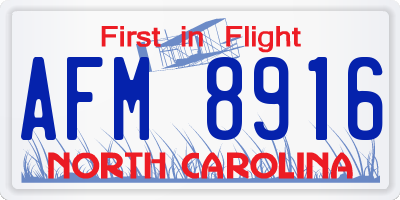 NC license plate AFM8916