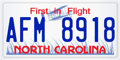 NC license plate AFM8918