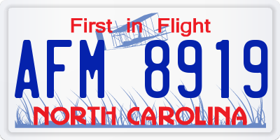 NC license plate AFM8919