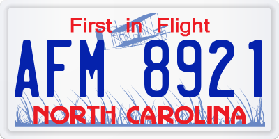 NC license plate AFM8921
