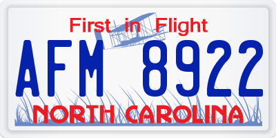 NC license plate AFM8922