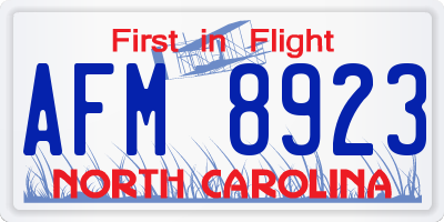 NC license plate AFM8923