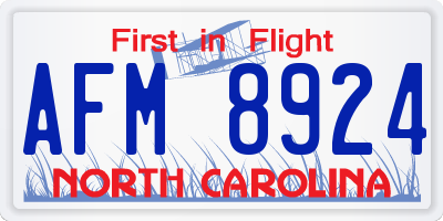 NC license plate AFM8924