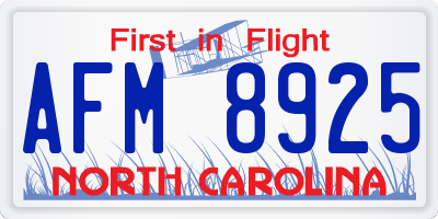 NC license plate AFM8925