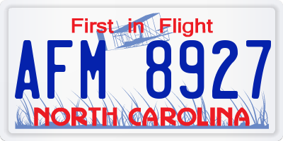 NC license plate AFM8927