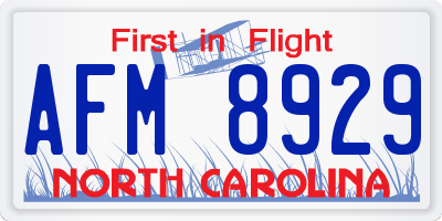 NC license plate AFM8929