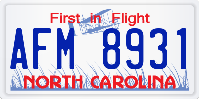 NC license plate AFM8931