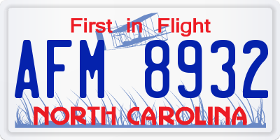 NC license plate AFM8932