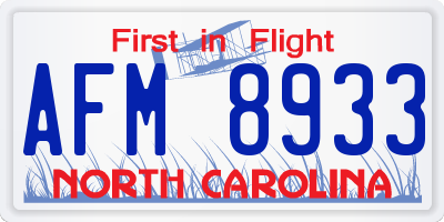 NC license plate AFM8933